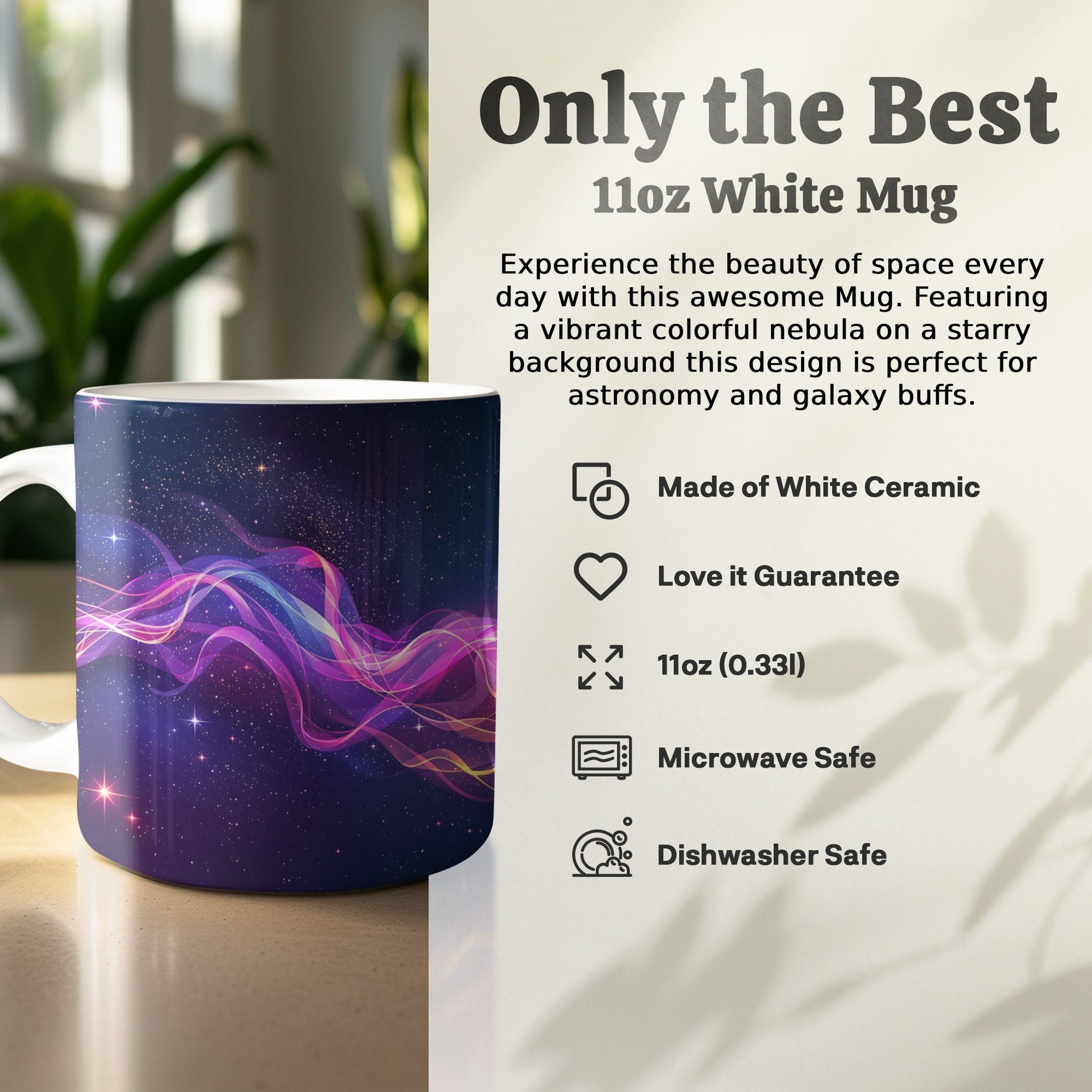 Colorful Nebula Design 11oz Unique White Mug Product