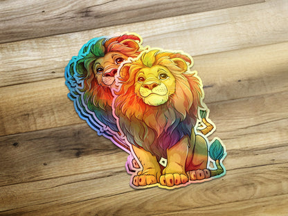 Vibrant Lion Couple Colorful Illustration Sticker product