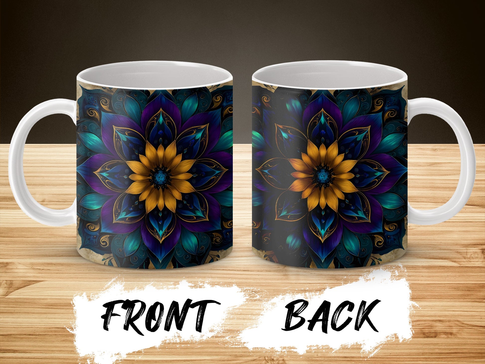 Colorful Mandala Coffee Mug, Vibrant Floral Design, Unique Ceramic Tea Cup, Gift Idea