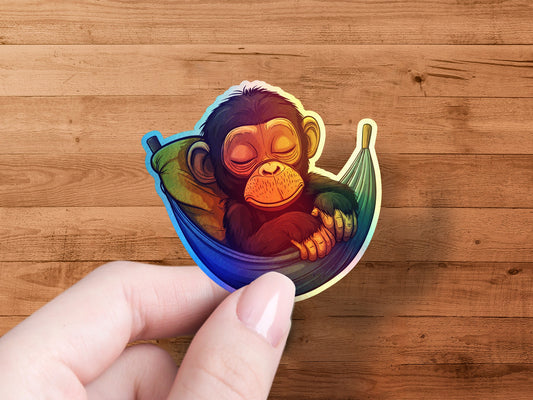 Vibrant Sleeping Monkey Sticker Colorful Decorative product