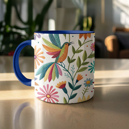 Colorful Bird And Flowers Design Mug product