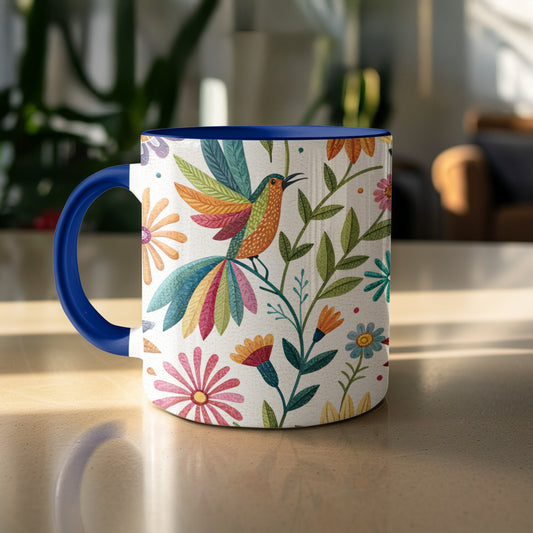 Colorful Bird And Flowers Design Mug product