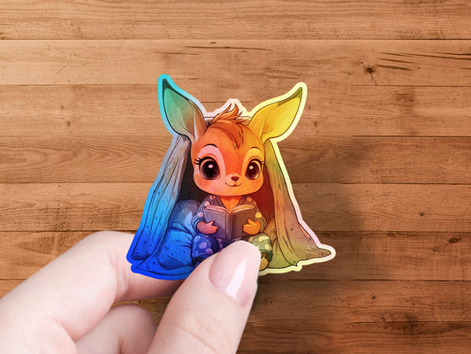 Adorable Bunny with Book Vinyl Sticker product