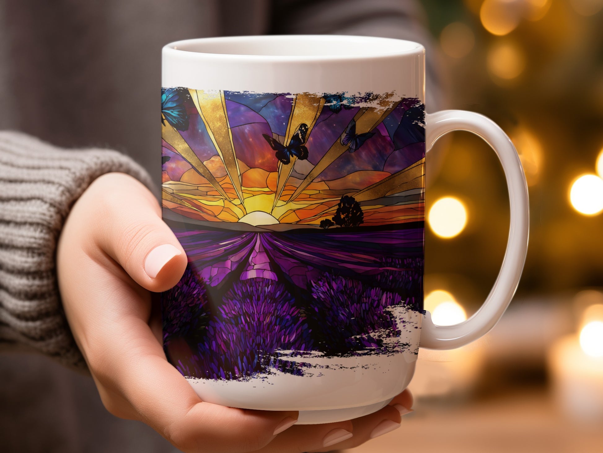 Colorful Sunset and Butterfly Design Mug product