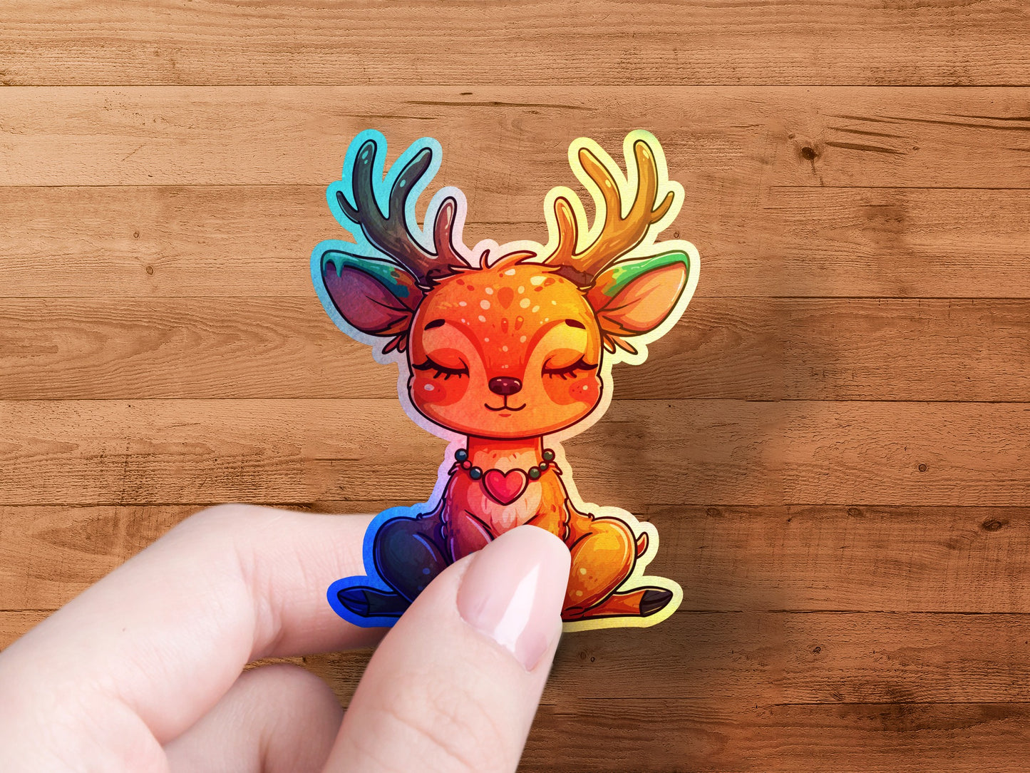 Colorful Cute Deer with Heart Sticker product type