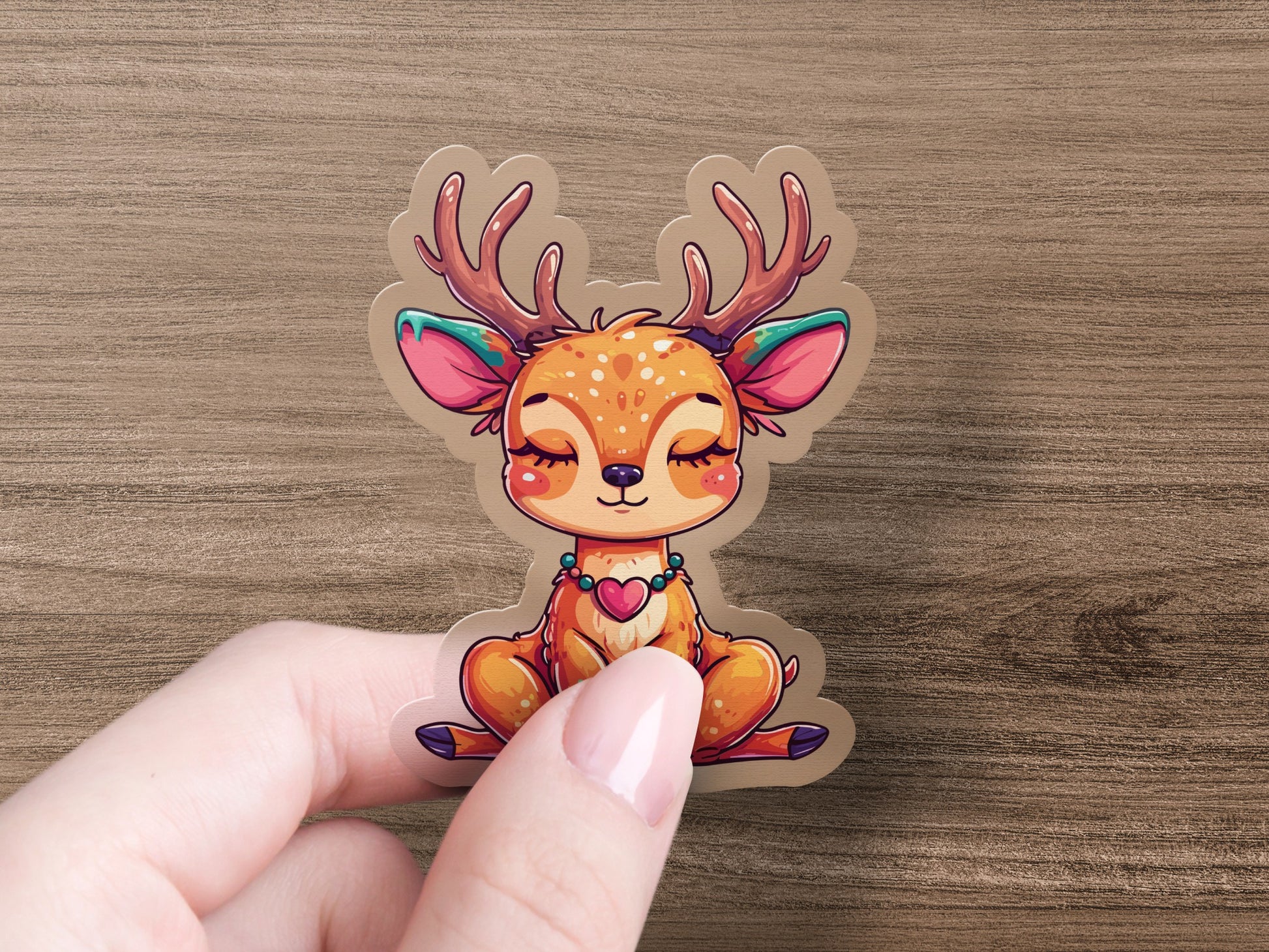 Adorable Sleeping Deer Sticker with Heart Design product type