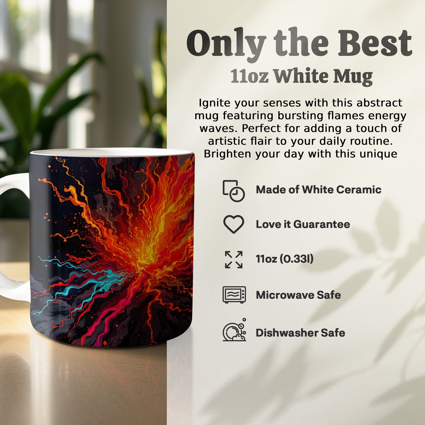 Ignite Your Senses with Abstract Bursting Flames Mug product