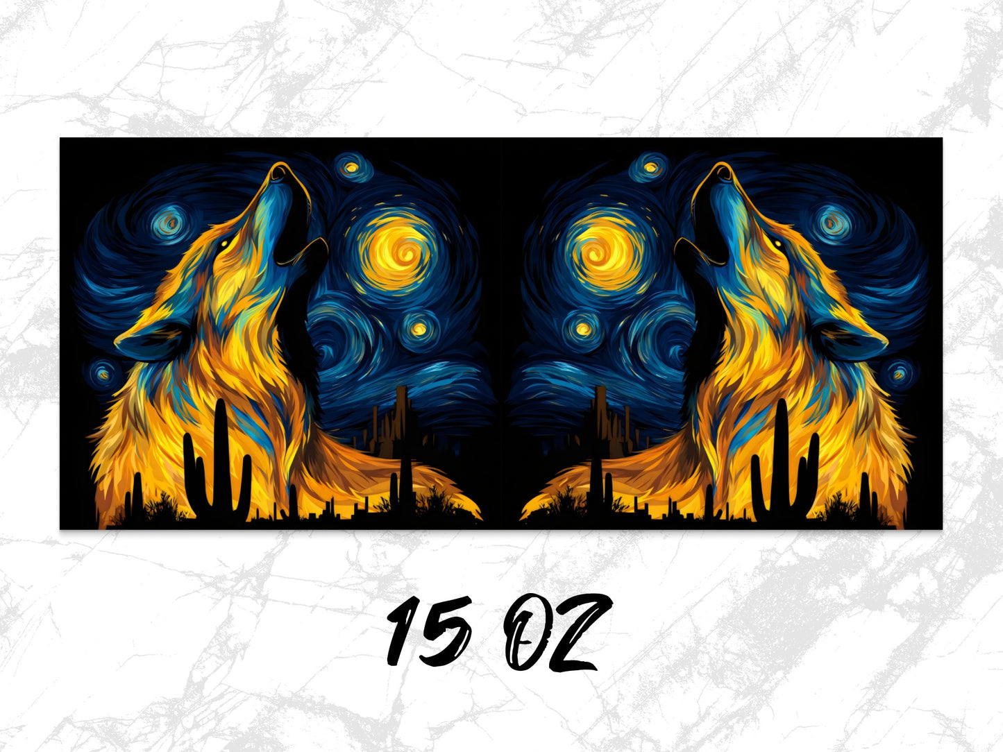 Colorful Wolf Starry Night Canvas Print, Vibrant Wall Art, Modern Home Decor, Double Panel Painting, Unique Artwork, 15 Oz