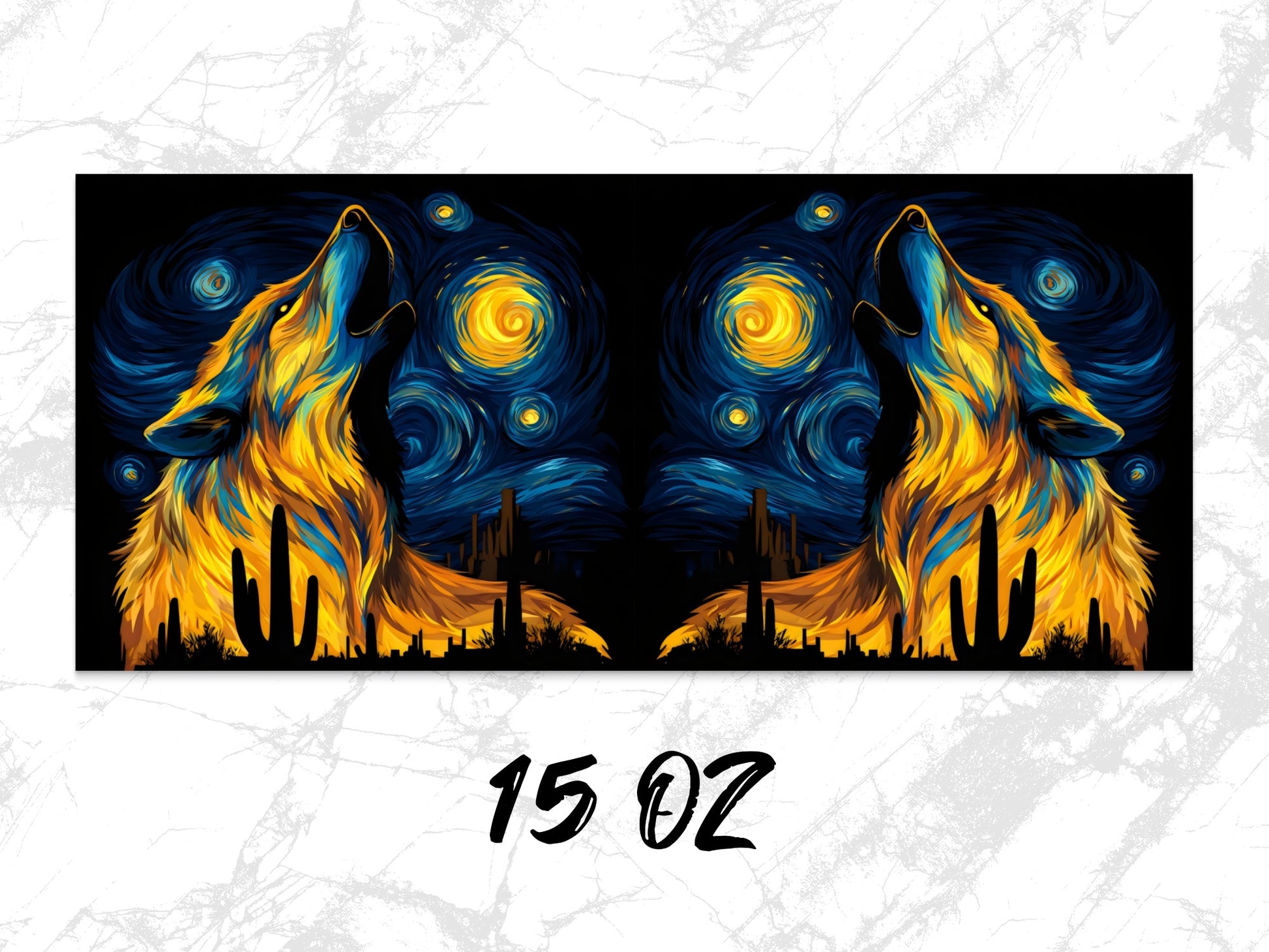 Colorful Wolf Starry Night Canvas Print, Vibrant Wall Art, Modern Home Decor, Double Panel Painting, Unique Artwork, 15 Oz