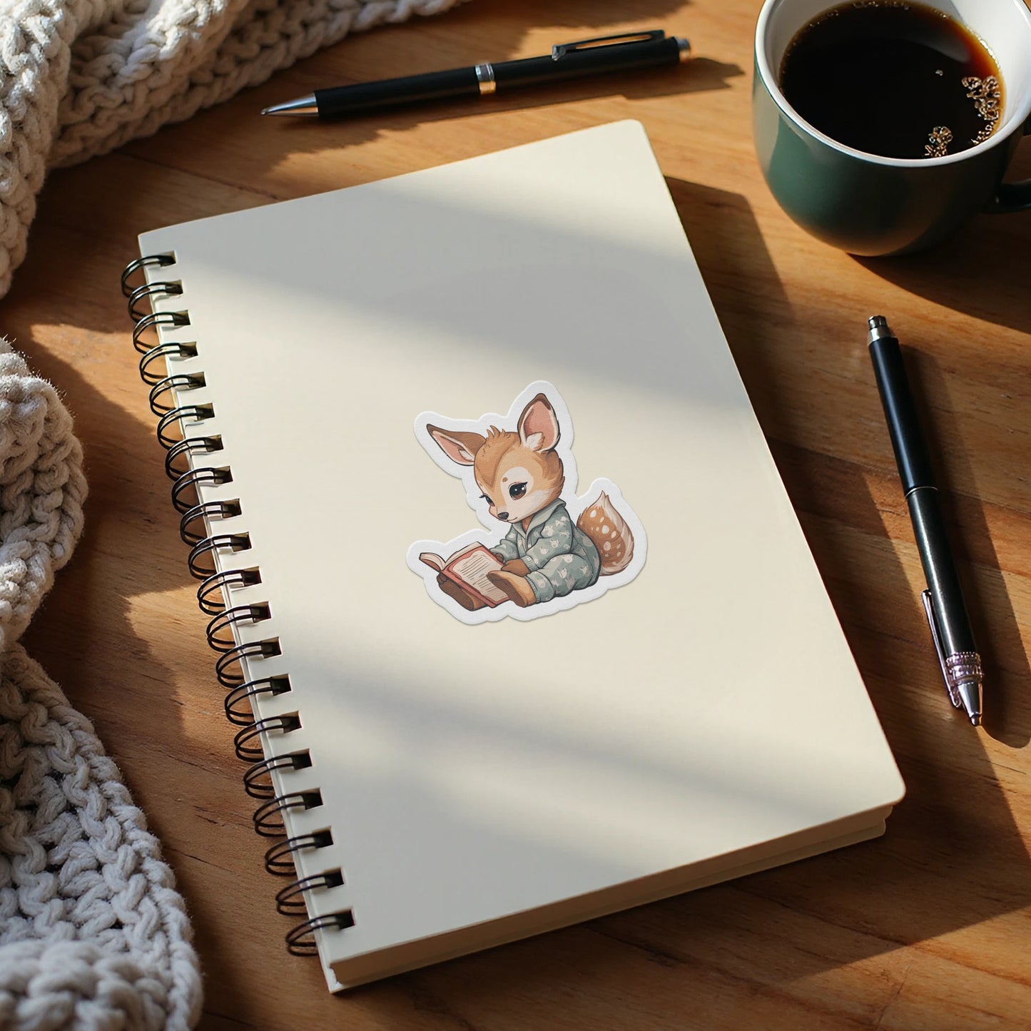 Cute Deer Reading Sticker Spiral Notebook product