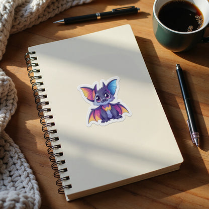 Colorful Bat Cartoon Sticker on Notebook product