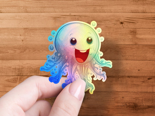 Cute Multicolor Smiling Jellyfish Sticker product