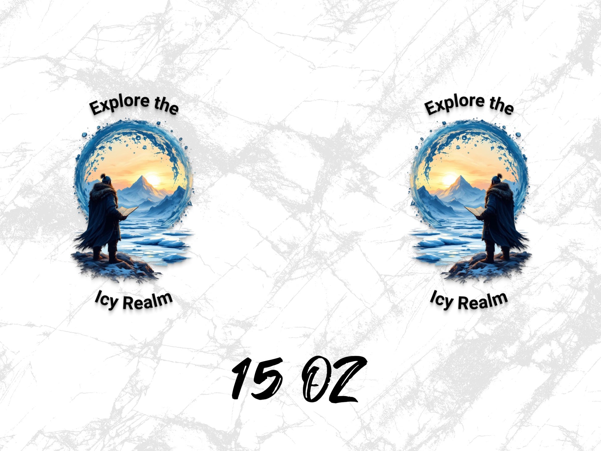 Explore the Icy Realm Art Print, Fantasy Wolf and Mountain Sunset, Mystical Home Decor Wall Art, Spiritual Wilderness Illustration