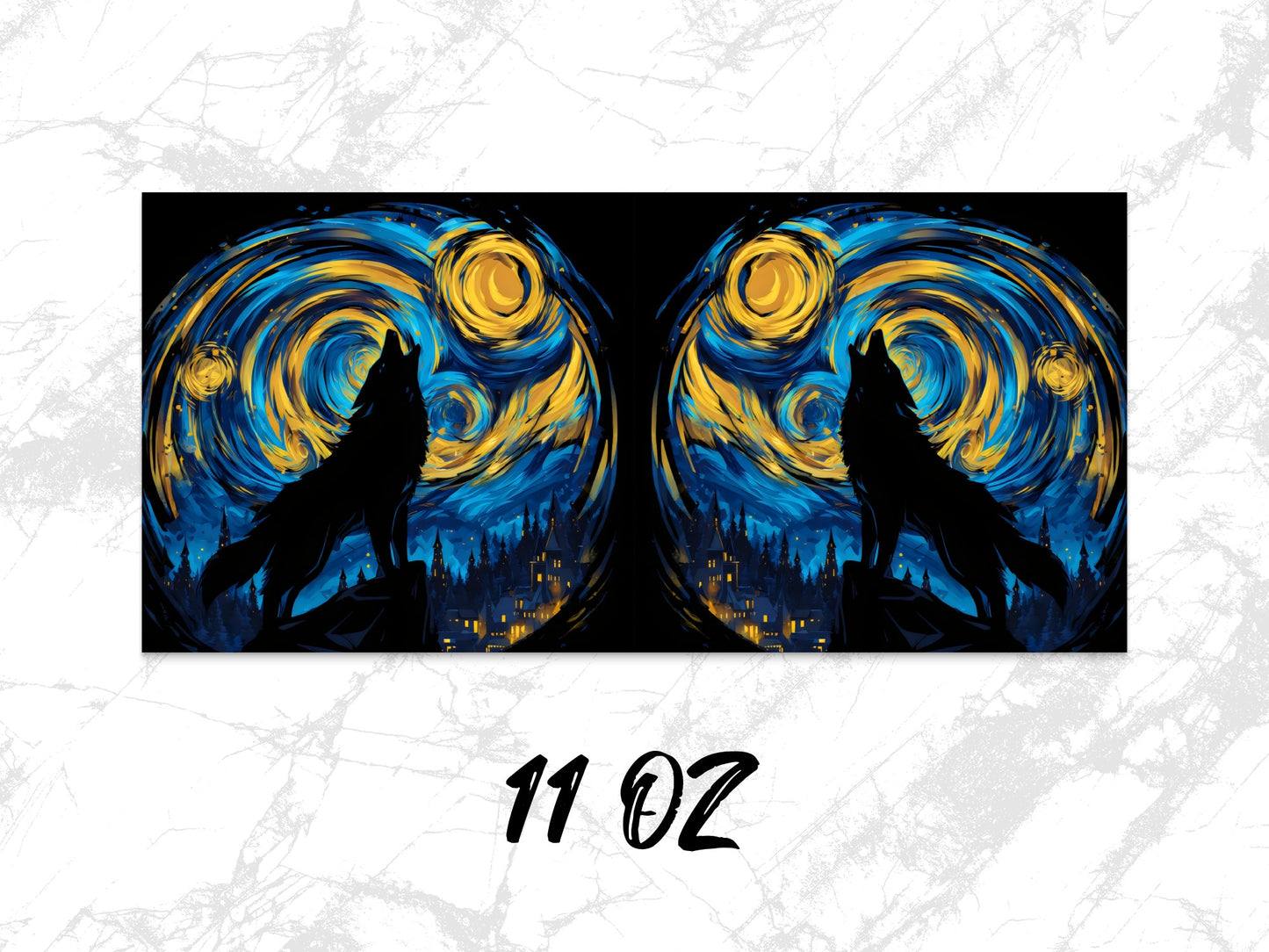 Van Gogh Inspired Starry Night Dual Design 11 oz Coffee Mug, Artistic Drinkware, Unique Gift Idea, Vibrant Colors, Ceramic Mug
