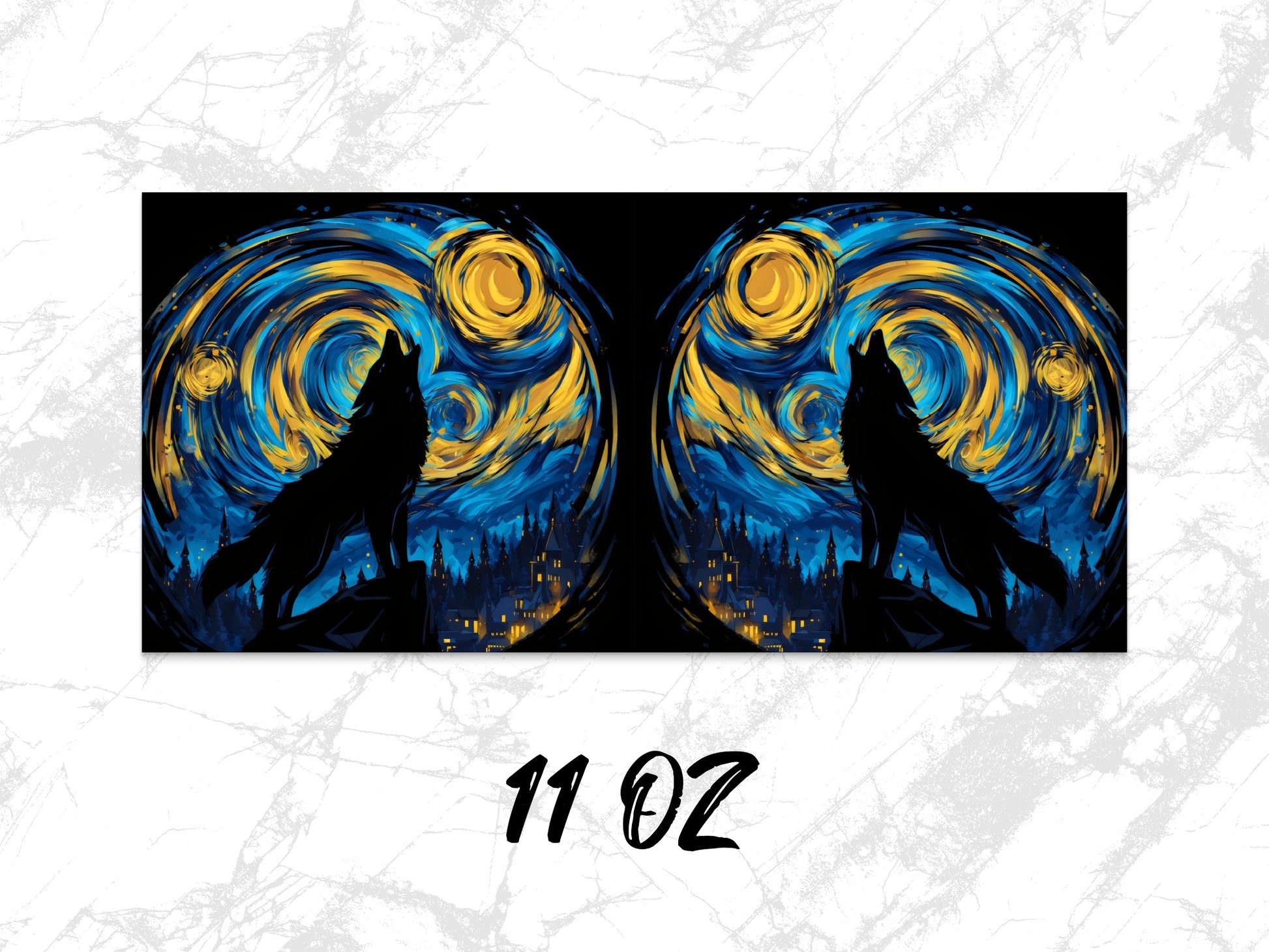 Van Gogh Inspired Starry Night Dual Design 11 oz Coffee Mug, Artistic Drinkware, Unique Gift Idea, Vibrant Colors, Ceramic Mug
