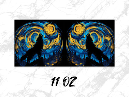 Van Gogh Inspired Starry Night Dual Design 11 oz Coffee Mug, Artistic Drinkware, Unique Gift Idea, Vibrant Colors, Ceramic Mug