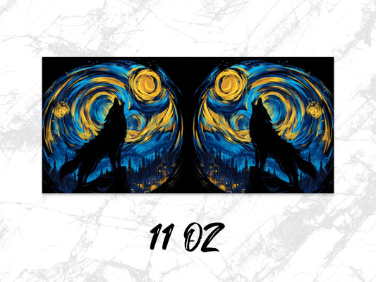 Van Gogh Inspired Starry Night Dual Design 11 oz Coffee Mug, Artistic Drinkware, Unique Gift Idea, Vibrant Colors, Ceramic Mug