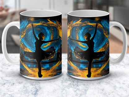 Artistic Ballet Dancer Coffee Mug, Colorful Abstract Dance Art Cup, Unique Gift for Dancers and Art Lovers
