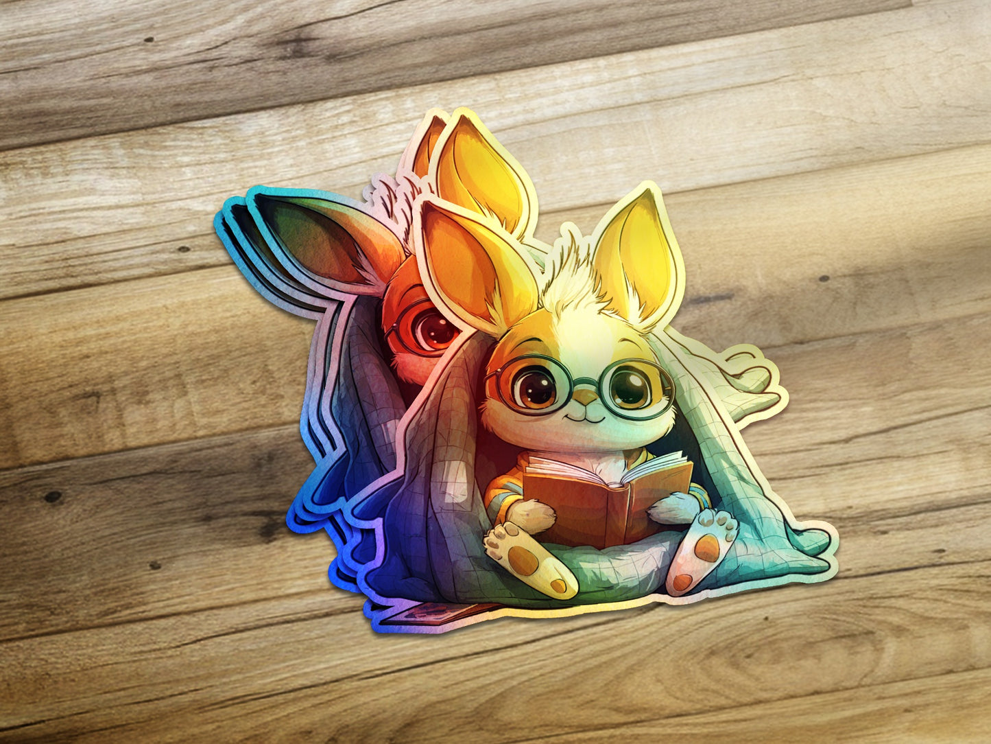 Adorable Rabbit Reading Book Sticker product type
