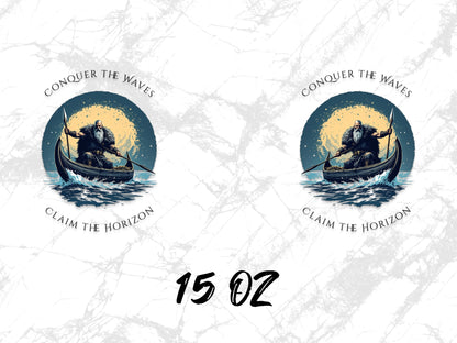 Vintage Nautical Art Print, Conquer the Waves, Sailor Ocean Poster, Twin Set 15 Oz, Wall Decor