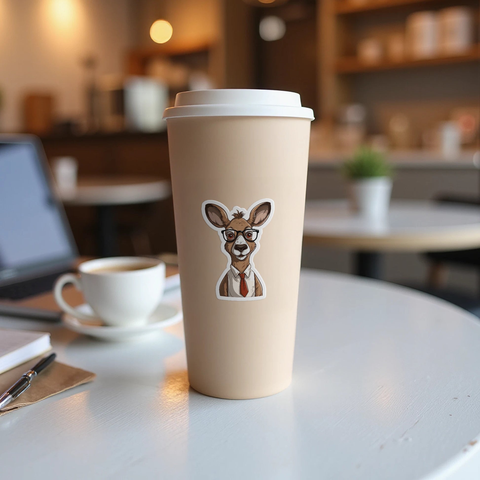 Stylish Tall Beige Tumbler With Cute Animal Design product