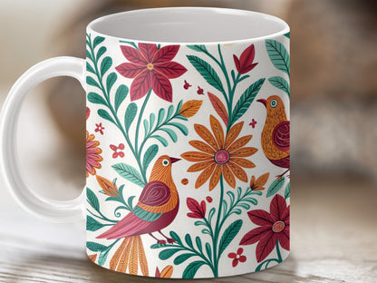 Colorful Floral Bird Nature Inspired Mug product