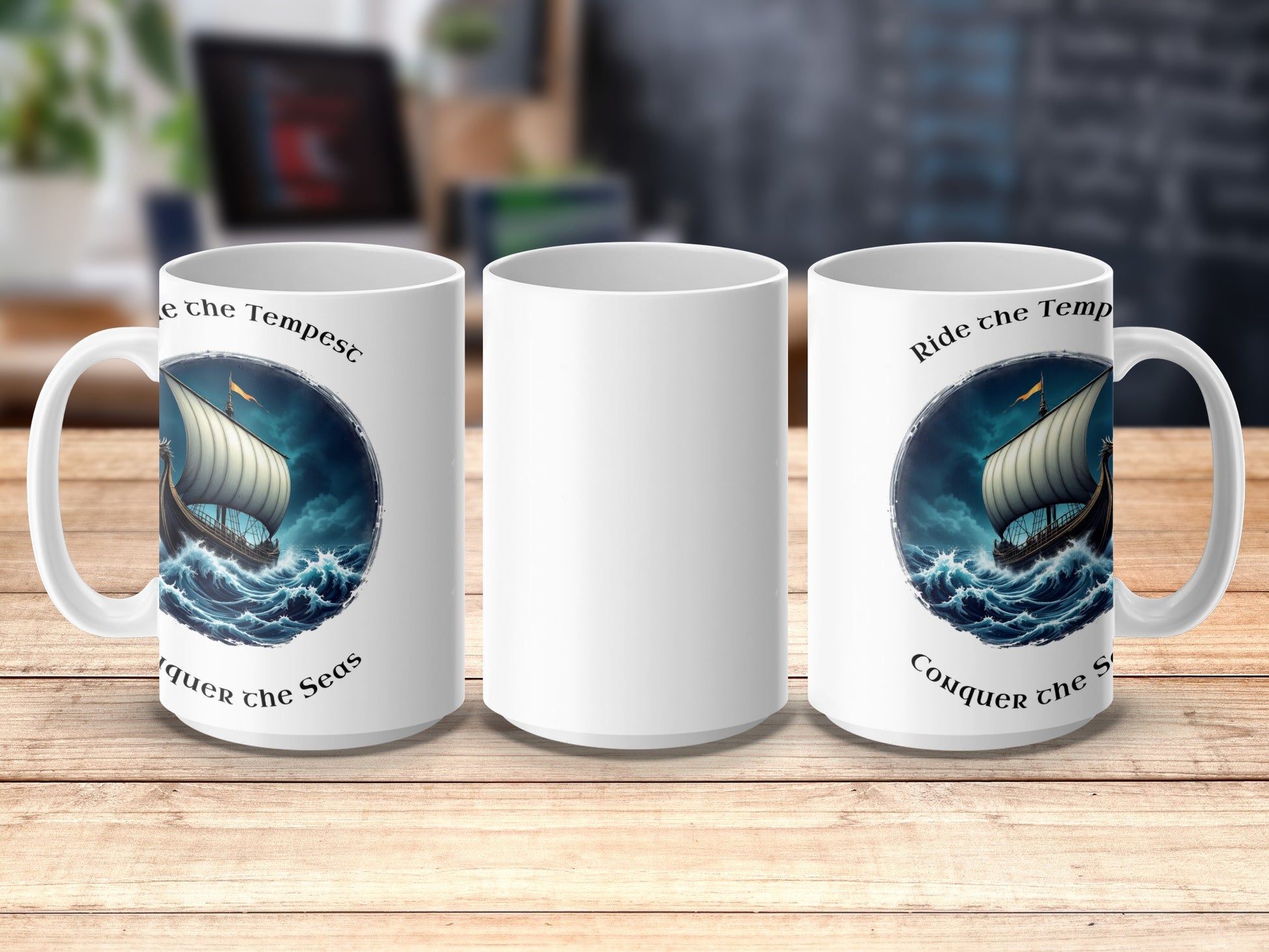 Nautical Coffee Mug, Sailboat in Stormy Sea, Ocean Waves, Inspirational Quote, Gift for Sailors, Ceramic Cup