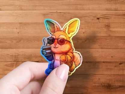 Stylish Bunny with Coffee Sticker Product