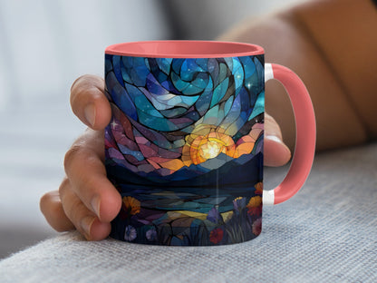 Stained Glass Style Mountain Sunset Coffee Mug product