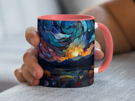 Stained Glass Style Mountain Sunset Coffee Mug product