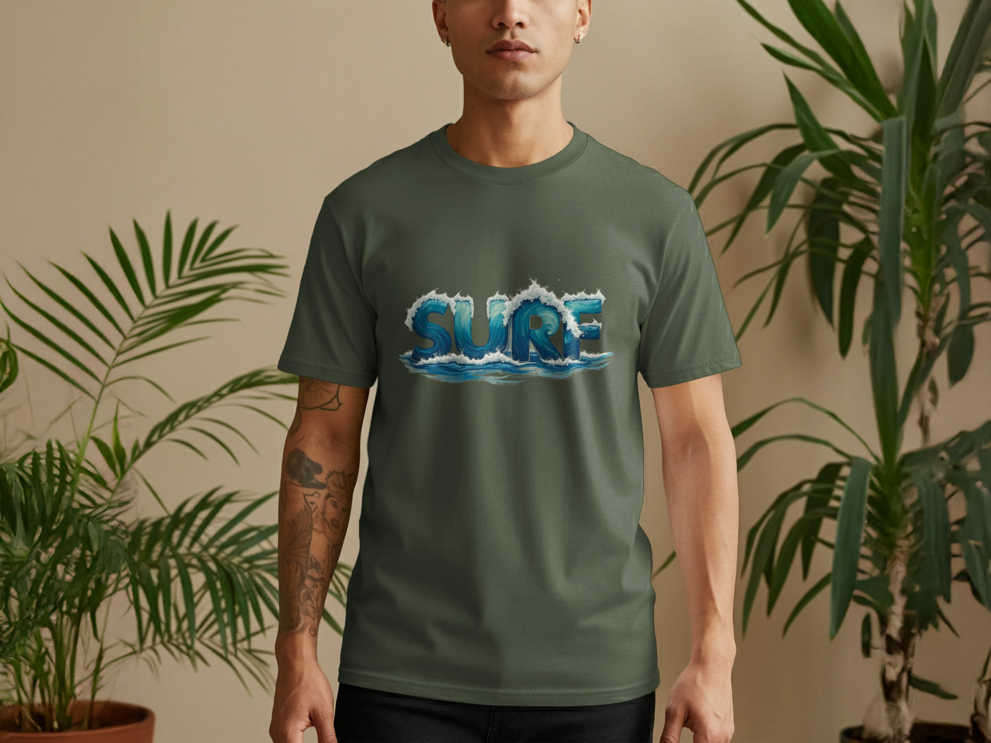 Surf Graphic Olive Green Short Sleeve T-shirt product type