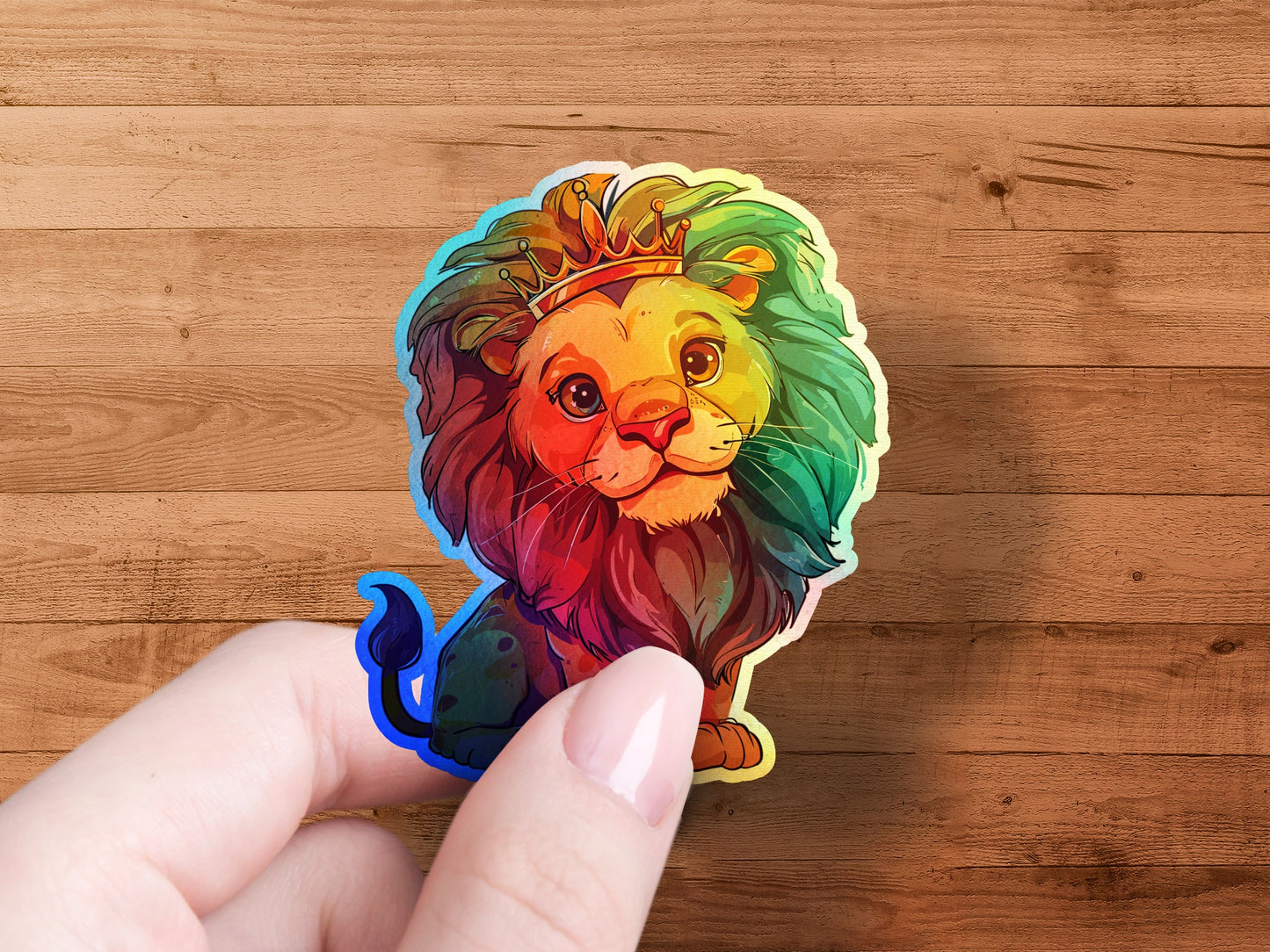 Rainbow Lion King Sticker with Crown product type