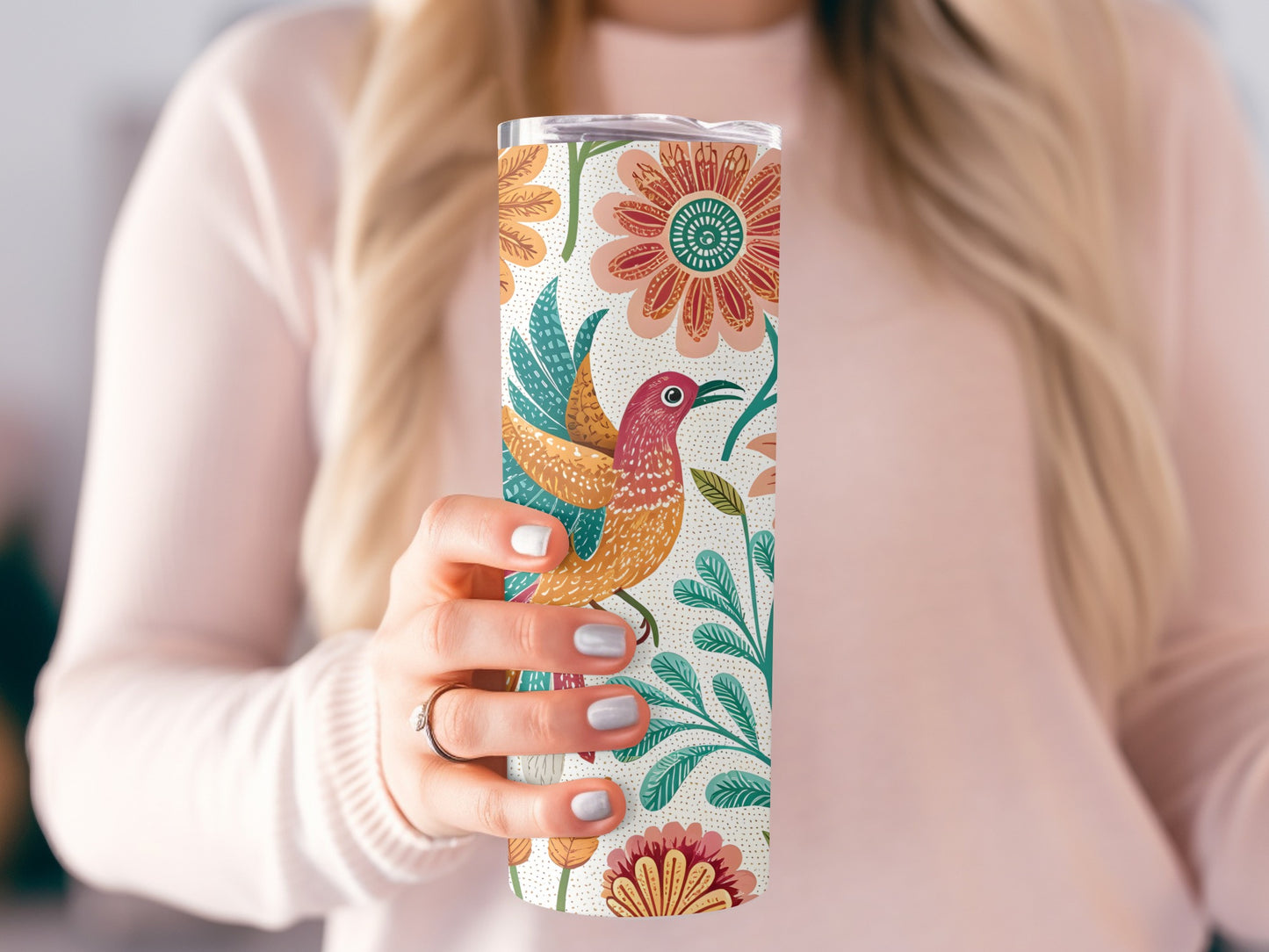 Colorful Floral Bird Design Insulated Tumbler product