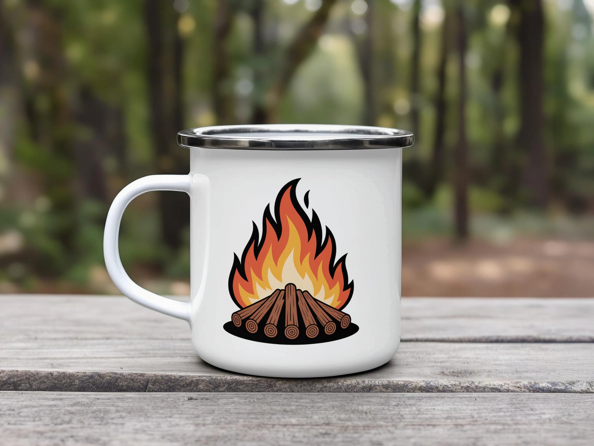 Camping Fire Design Enamel Mug Perfect for Outdoors product