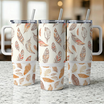 Autumn Leaves Insulated Tumblers, Stainless Steel Travel Mugs, Fall Theme Reusable Cups with Straws, Set of 3