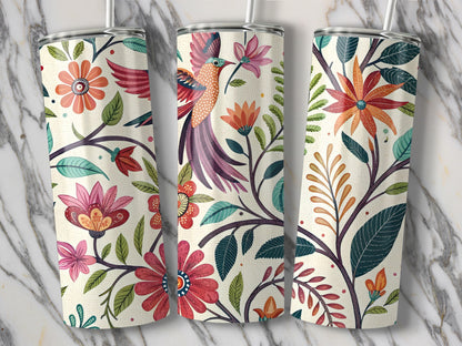 Exotic Hummingbird Floral Pattern Design Beverage product