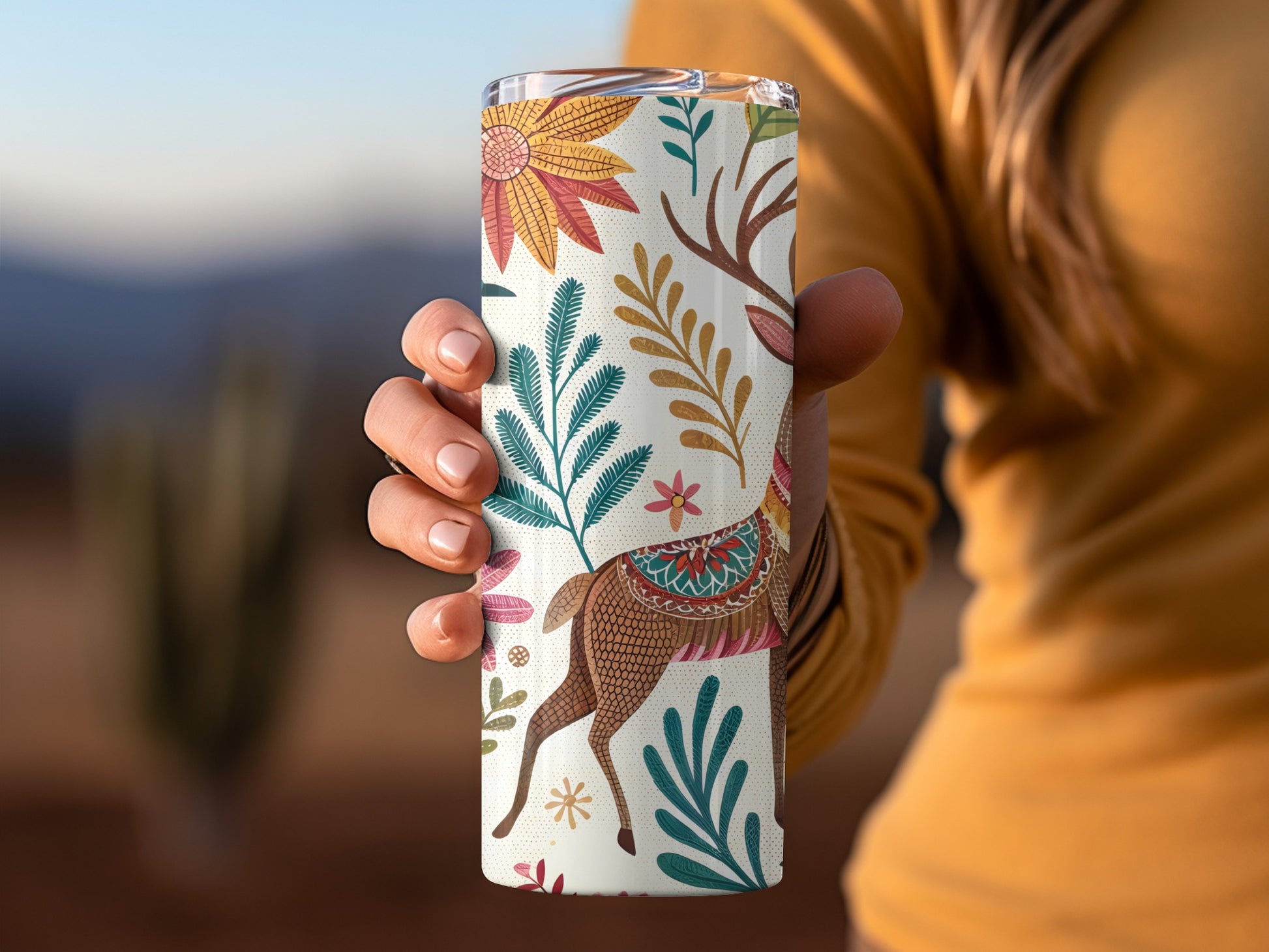 Colorful Floral and Deer Design Insulated Drinkware product type