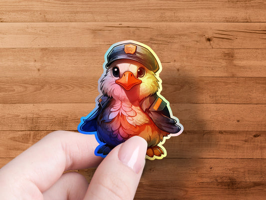 Cute Cartoon Bird with Police Hat Sticker product