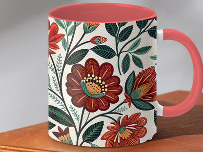 Beautiful Red Floral Patterned Coffee Mug product