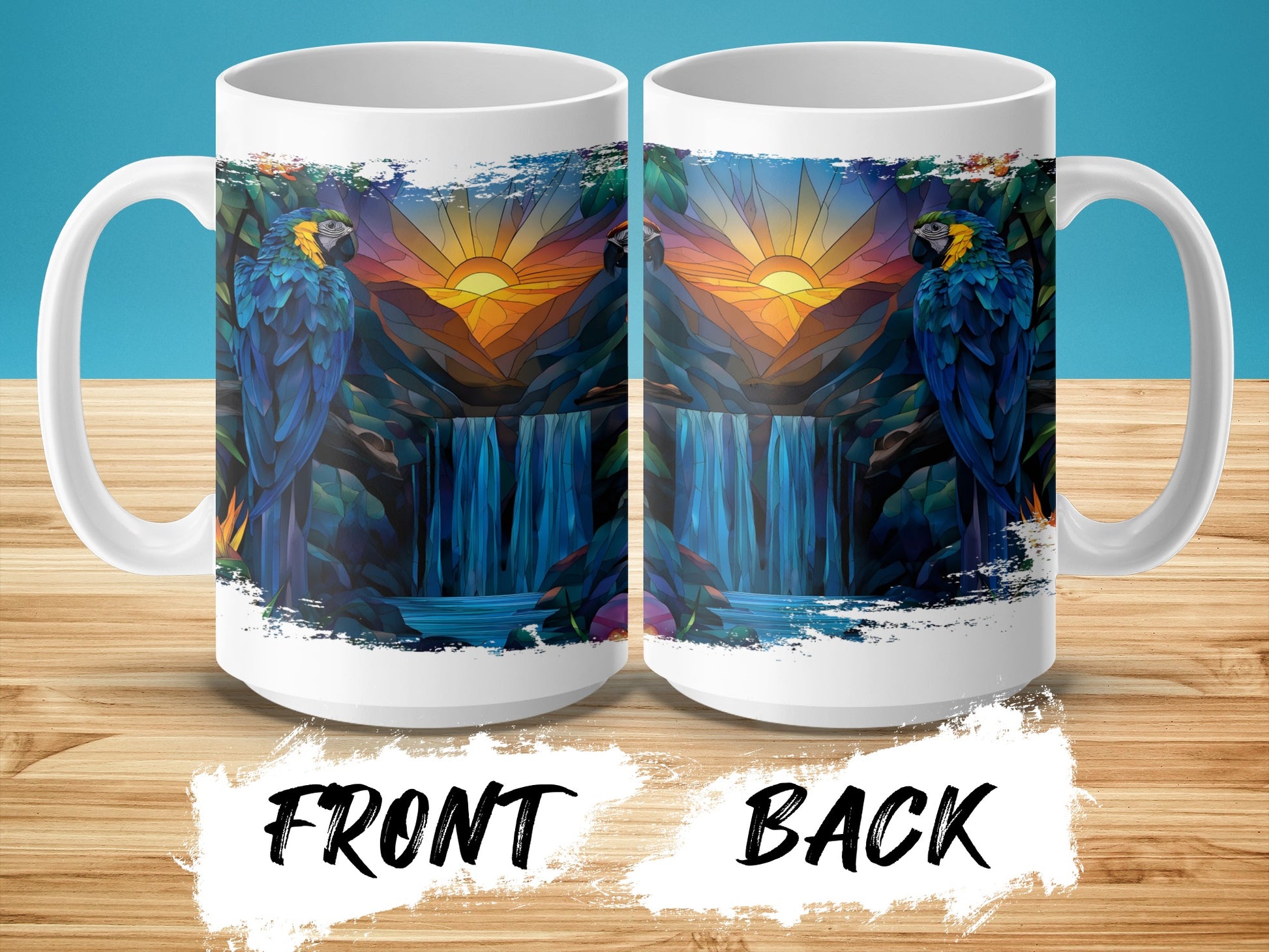 Colorful Parrot Sunset Waterfall Stunning Mug product