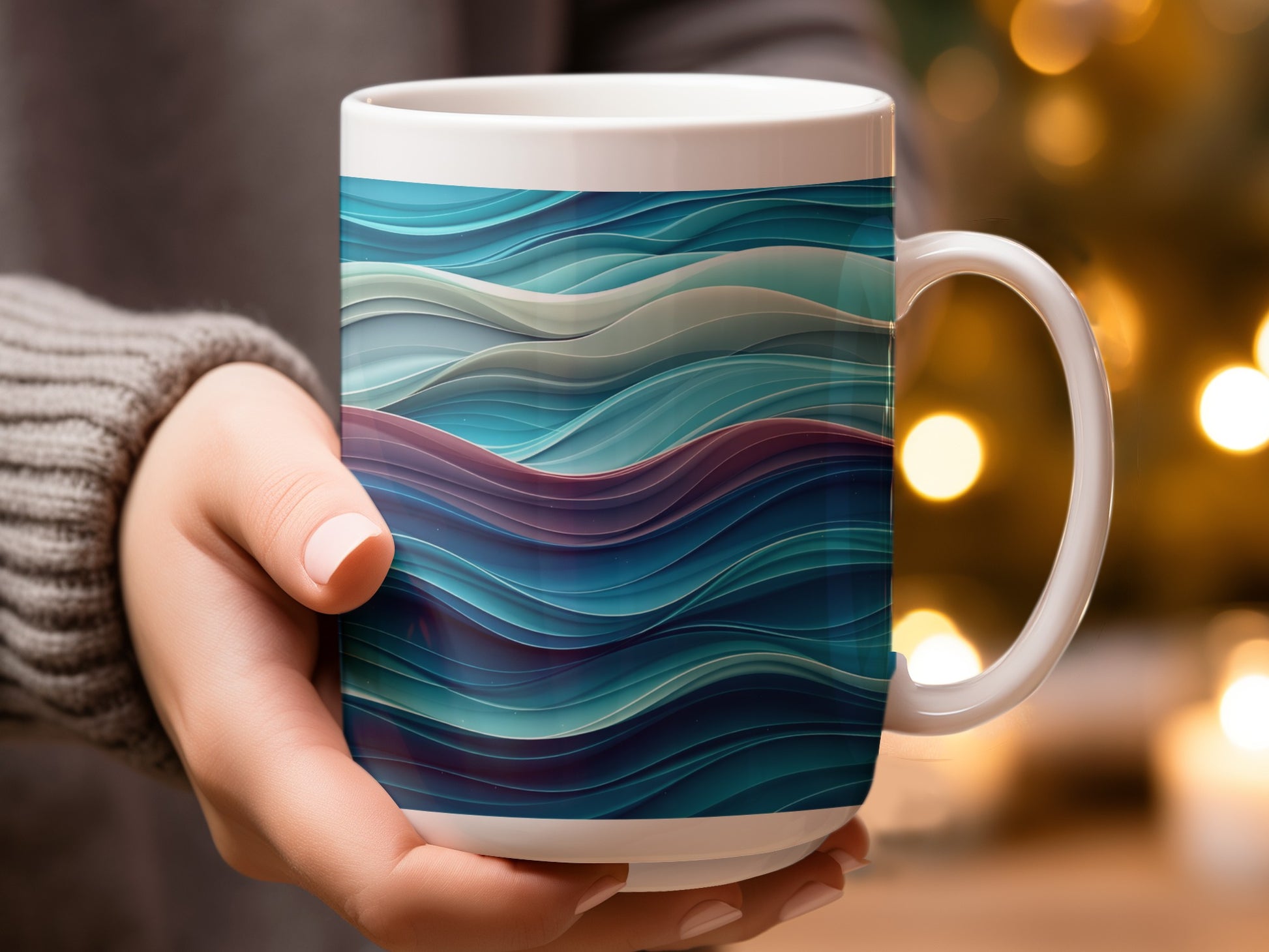 Ocean Waves Design Large Coffee Mug product