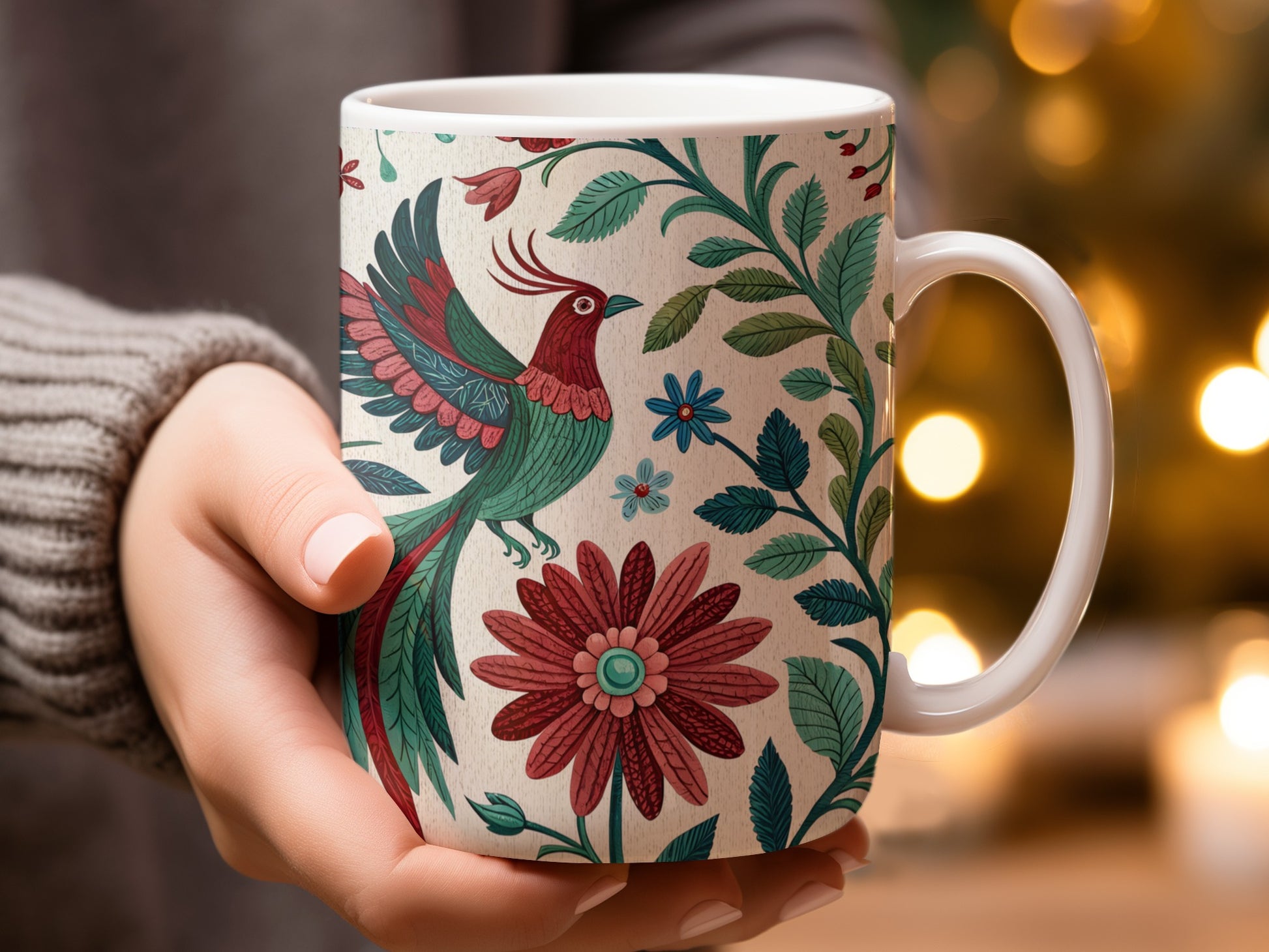 Colorful Bird and Floral Design Mug product