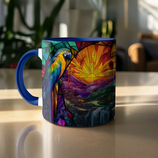 Colorful Parrot and Sunset Style Art Mug product