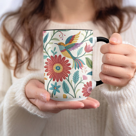 Vibrant Floral Bird Design Coffee Mug product