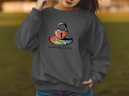 Heart Lock with Key Graphic Long Sleeve product type
