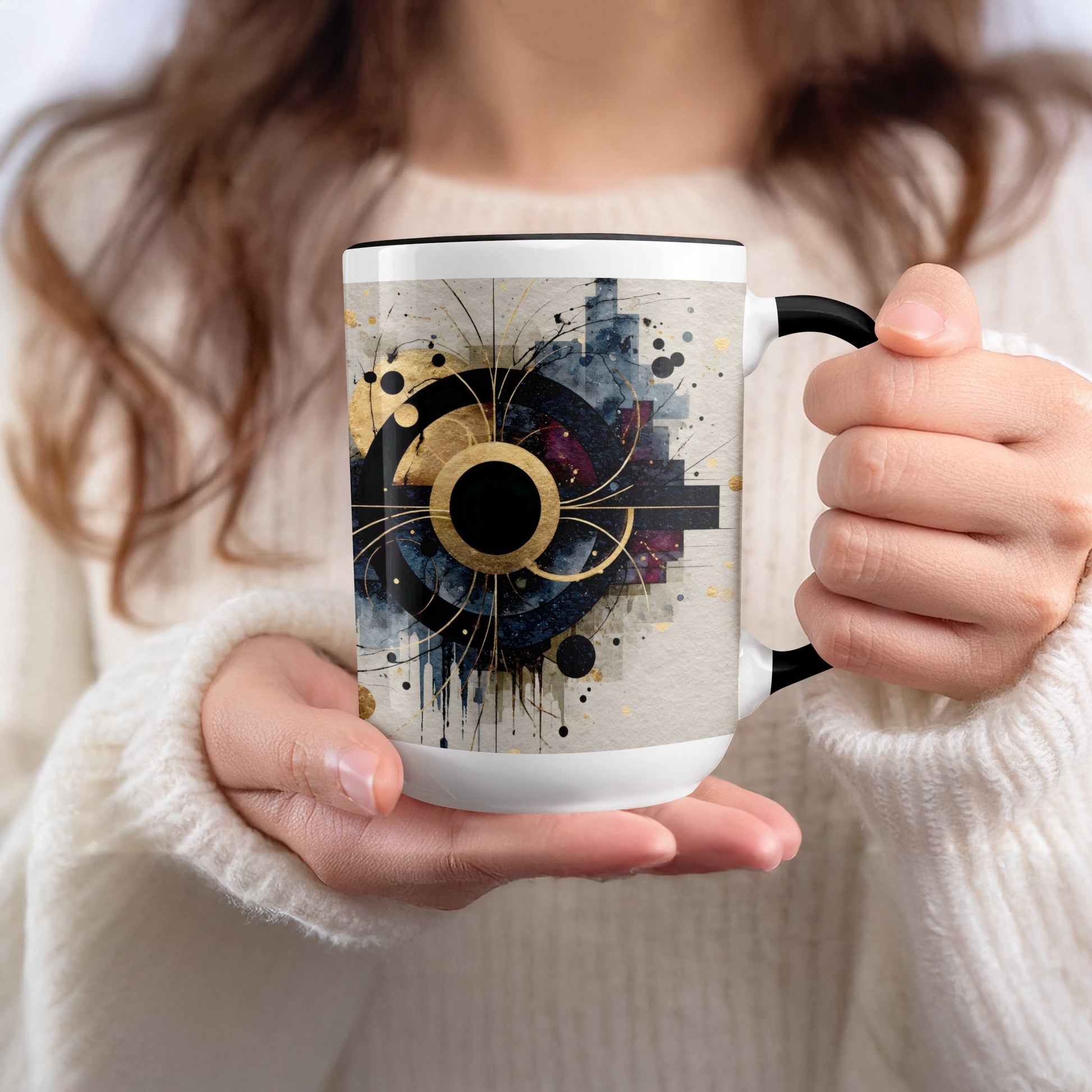 Abstract Artistic Galaxy Design Black Handle Mug product