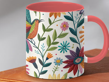 Colorful Floral and Hummingbird Design Mug product type