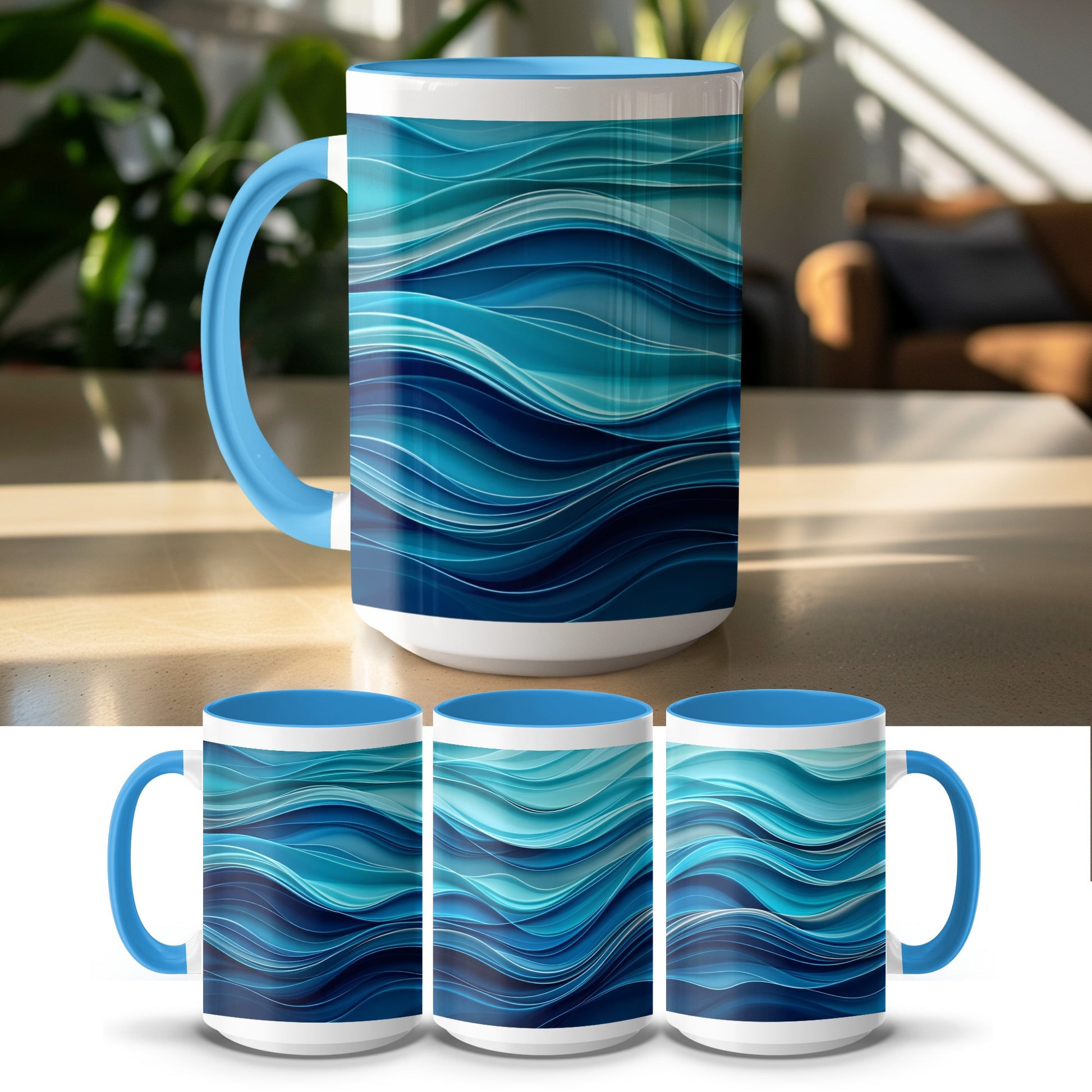 Ocean Waves Blue Artistic Print Mug product