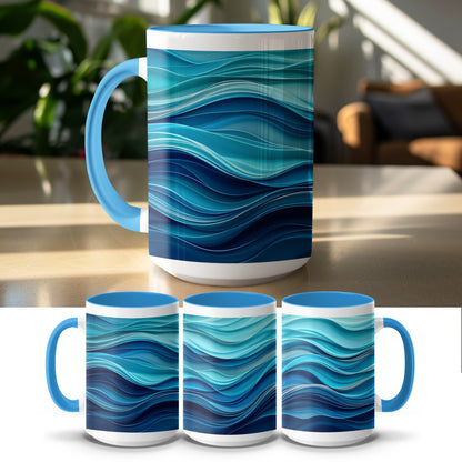 Ocean Waves Blue Artistic Print Mug product