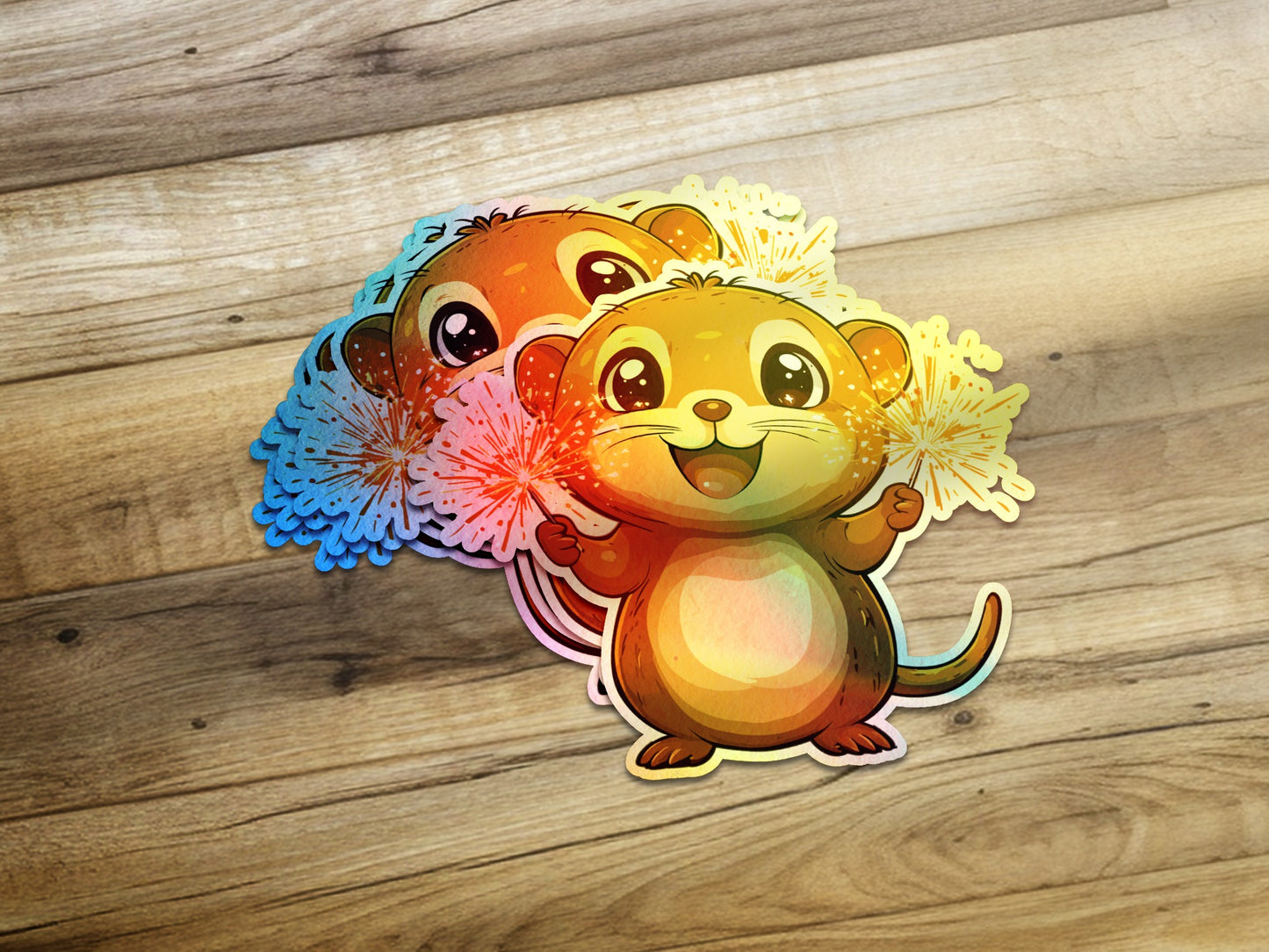 Adorable Mouse with Sparkler Stickers product type
